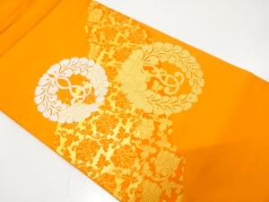 川島織物製　家紋に唐花模様織り出し　名古屋帯